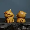 Thuja Wood Carving Cute Akita Dog Pequeno Animal Handle Piece Zodiac Dog Ornaments Criativo Chai Dog Wood Crafts