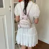 Mochila de conejo de dibujos animados estilo ins coreano para mujer, diseño único con lindo lazo y encaje estampado dulce