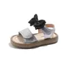 Zapatos de Princesa Sandalias de Lazo 2025 Verano Bloque de Color Lentejuelas Antideslizantes Zapatos de Baile Día del Niño Niñas Rendimiento Sandalias de Una Tira