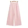 Sy9180-25 Outono Novo Estilo Americano Garota Picante Calça de Cintura Baixa Wide Leg Cintura Elástica Bainha Larga Comprimento no Chão Calças Casuais