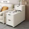 Sofá de Sala de Estar Moderno Minimalista Lujo Ligero Mesa Auxiliar Pequeña Uso Doméstico Minimalista Encimera de Roca Madera Maciza Enchufe Funcional Gabinete Lateral de Sofá