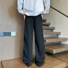 Pantalones deportivos blancos y grises de pierna recta con pliegues, para hombre, hoja curva americana, otoño e invierno, juveniles, ligeramente acampanados, casual