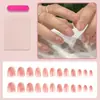 24 Peças de Unhas Postiças Curtas Redondas Simples com Gradiente, Dicas de Nail Art Curtas Mais Vendidas no Exterior Pressonnails