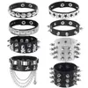 9 Peças de Venda Direta da Fábrica Exagerados Braceletes Masculinos de Couro Sintético, Joias de Pulseira Punk Europeias e Americanas Não Convencionais com Tachas e Rebites
