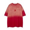 Camiseta de manga curta bordada com letras degradê retrô estilo americano, camiseta curta solta de verão para homens e mulheres, camiseta de marca da moda, top de meia manga