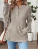 Otoño e Invierno 2025 Nuevo Amazon Europeo y Americano Exportación Transfronteriza Color Puro Moda Botón Suelto Manga Larga Camisetas Tops para Mujer
