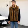 F0976 Jaqueta Masculina Europeia e Americana Transfronteiriça de Pele Sintética Top Colete de Gola Alta Colete de Pele Artificial Colete