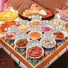 Conjunto de Pratos para Hot Pot com Pratos de Nove Compartimentos, Pratos Criativos e Únicos para Legumes para Restaurantes de Hot Pot, Caixa de Madeira Dividida de Bambu Comercial