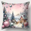 Funda de Cojín Decorativo Papá Noel Muñeco de Nieve Reno Impresa por un Lado para Navidad Invierno Sala de Estar Sofá Dormitorio