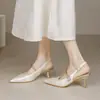 899 Fuxing Sandalias de Tacón Alto de Punta Fina para Mujer, Colección Primavera/Verano 2025, Nuevo Estilo Chino Nacional, Vestido Cheongsam, Espalda Descubierta