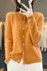 Cárdigan 100% lana, nuevo estilo otoño/invierno, cuello redondo, ribete de encaje, diseño de punto calado a la moda, corte holgado, suéter de punto de manga larga para mujer