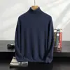Suéter de Cachemira para Hombre Otoño/Invierno Cuello Vuelto Negocios Casual Edad Media y Joven Tejido Color Sólido Suéter Holgado Camiseta Base Top