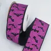 Cinta de Punto con Borde de Alambre de Murciélago y Calabaza de Halloween Material de Cinta Decorativa para Caja de Dulces para Pastel Bolsa de Juguete para Niños