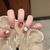 Puntas de Uñas Portátiles Tendencia en Tiktok con Acabado de Alta Gama, Pegatinas de Manicura Francesa con Estampado de Leopardo Ojo de Gato, Uñas Postizas Lindas Removibles