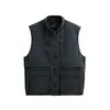 Chaleco de color sólido personalizado con cuello alto para hombre según tu diseño, chaleco acolchado corto y grueso para hombre, chaleco simple de algodón casual para hombre