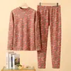 Conjunto Térmico de Cashmere e Seda para Mulheres, Forrado com Fleece, Espessado, Sem Costura, Gerador de Calor Veludo Alemão Roupa Íntima, Camada Base, Roupas de Outono, Calças de Outono, Inverno
