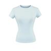 Top Feminino de Lyocell Tencel Doce de Verão com Gola Redonda Pequena e Manga Curta 2025 Verão Slim-fit Emagrecedor Cintura Curta Camiseta
