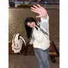 Sudadera de Estilo Coreano Simple Estilo Perezoso Versátil con Cuello Alto para Mujer en Otoño e Invierno Suelta de Terciopelo Engrosada Chaqueta Cardigan con Cremallera de Moda