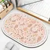 Alfombrilla absorbente para baño de estilo americano con flores, alfombrilla de tierra de diatomeas para el suelo, alfombrilla antideslizante de secado rápido para la entrada del baño y la ducha