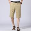 Calças Casuais de Verão para Homem Calças Capri de Algodão Cintura Alta Cor Sólida Calças Casuais para Homem de Meia-Idade Cintura Alta Soltas Calças 100% Algodão