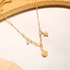 Colar de Luxo Nicho Alto Padrão Concha Dourada Estrela do Mar Strass Corrente para Clavícula Feminina Corrente Sem Cor Curto Presente