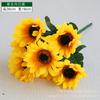 Simulación de 7 cabezas de girasol, flor falsa, ramo de sol, estilo pastoral, decoración de boda, accesorios de fotografía y baile, flor