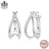 Pendientes de plata de ley 925 con doble hebilla y baño de platino, estilo Joker, de Efu Le Fashion. Venta al por mayor.