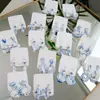 Nuevos Pendientes de Cerámica Azul y Blanco Estilo Chino Jingdezhen, Pendientes de Plata 925 Estilo Antiguo de Alta Gama, Lujo Accesible y Pendientes de Alta Gama