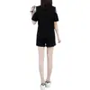 672#200kg traje de moda para mujer verano MM gorda grande manga corta pantalones cortos estudiantes suelto Deportes Ocio traje de dos piezas