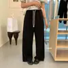 Té Verde Limón 2026 Otoño Versión Coreana Estilo Perezoso Versátil Adelgazante Cordón Cintura Elástica Pierna Ancha Pantalones Casuales 11272