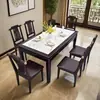 Nueva mesa de comedor de estilo chino, juego de mesa y sillas de tablero de roca, rectangular de madera maciza, diseño moderno minimalista, adecuado para casas pequeñas