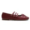 Bailarinas de Comercio Exterior de una Sola Correa con Punta Cuadrada, Apertura Baja Estilo Francés, Moño, Zapatos Planos Mary Jane Retro de Moda