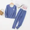 Conjunto de Roupa Térmica Infantil Velvet para Meninos e Meninas AB Lado Duplo Roupas de Outono para Meninos e Meninas Calça Longa Pijama de Bebê Sem Costura
