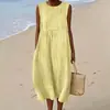 Nuevo vestido largo casual sin mangas con estampado de primavera y verano, estilo holgado y fresco