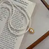 Corrente para Clavícula com Design de Camada Dupla, Colar de Pérolas Fresco e Versátil, Colar Francês de Alto Padrão, Luxo Leve e Simplicidade