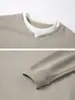 Sudadera de alta gama cómoda, estilo dos piezas falsas, peso pesado, para hombre, nuevo estilo primavera/otoño 2026, camiseta de manga larga, top holgado