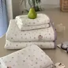 Conjunto de Colcha/Capa de Edredom Estilo Coreano Dupla Face 100% Algodão Conjunto de Três Peças Lavável à Máquina Acolchoado Enchido Lençol Antiderrapante Capa para Tatami Kang