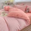 Juego de Cuatro Piezas de Color Sólido de Algodón Puro Estilo Japonés Algodón Lavado Simple Estilo Ins Dormitorio Estudiantil Hogar Juego de Tres Piezas Venta al por Mayor
