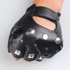 Nuevos guantes deportivos para exteriores, de fitness, para montar en motocicleta, con remaches tácticos, de PU, para discotecas, bailes callejeros, guantes de cuero de medio dedo