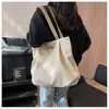 Bolsa de lona, estilo coreano, diseño casual y relajado, gran capacidad, bolso de hombro de moda para mujer, bolsa tote simple y versátil