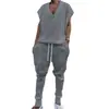 2025 Nuevo Traje Jacquard Casual de Verano para Hombre Chaleco sin Mangas Holgado de Verano Pantalones Traje Deportivo para Hombre
