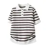 Camisa Polo Masculina de Malha Ice Silk Manga Curta Verão Casual de Negócios Camiseta Masculina Gola Lapela Roupas Masculinas Marca Tendência Top
