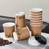 Taza de Café, Taza de Papel Desechable, Taza Doméstica Espesa de Grado Alimenticio con Tapa, Leche de Soya, Bebida Caliente, Gama Alta, Exquisita, Para Llevar
