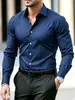 Camisa de trabalho preta formal de negócios de manga comprida branca para homens, slim fit, profissional, plus size, para primavera e outono
