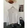 Básico Macio Arroz Pegajoso Rolo Borda Manga Longa Cor Lisa Malha Feminino Outono Inverno Gola Média Camada Interna Camada Base Top em Camadas