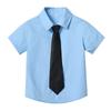 Camisa de algodão para meninos, estilo coreano, primavera e verão, nova moda, branca, estilo ocidental, camisa para meninos, estilo universitário, com gravata