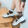 Calcetines para Mujer Estilo Japonés Calcetines Lolita Calcetines Cortos Encaje Blanco Calcetines Media Pantorrilla Chica Suave Estilo Japonés Lolita Retro Calcetines de Mujer