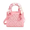 Lenço de seda bordado, bolsa Lady Dior, bolsa quadrada pequena, bolsa de mão da moda, bolsa de ombro versátil, bolsa transversal acolchoada feminina estilo francês