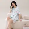 Pijama Casual de Algodón Puro para Mujer Verano 2026 Estilo Nuevo Manga Corta Pantalones Cortos Diseño de Dibujos Animados Se Puede Usar Fuera de Casa Conjunto de Ropa