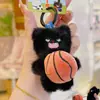 Pingente de Gato Esportivo Original Jinnew - Pingente Chaveiro de Pelúcia Elástico Adorável Pequeno Enfeite Pendurado Presente